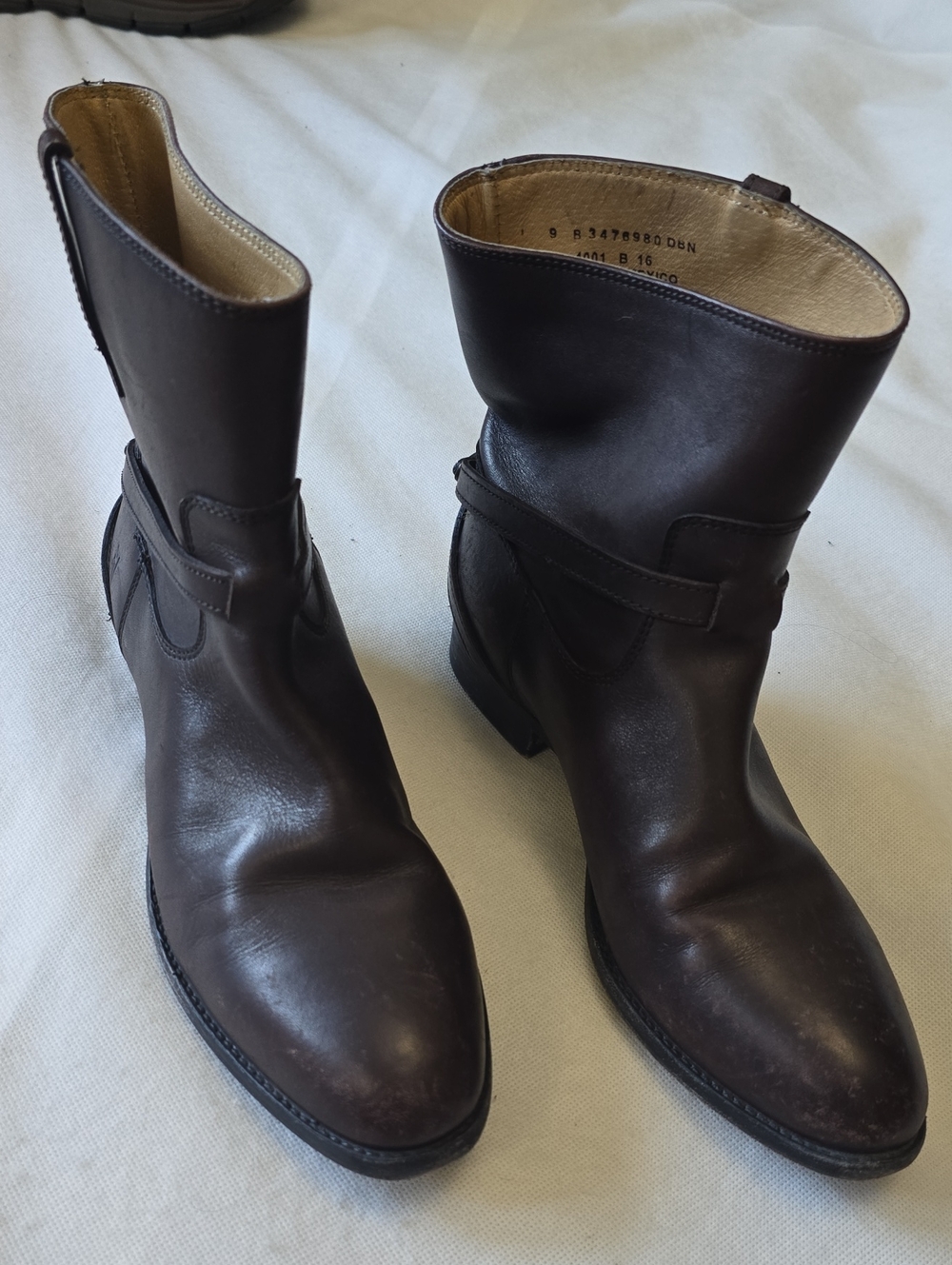 Frye Lindsay Plate Short Dark Brown Leather Pull-On Boots Size 9